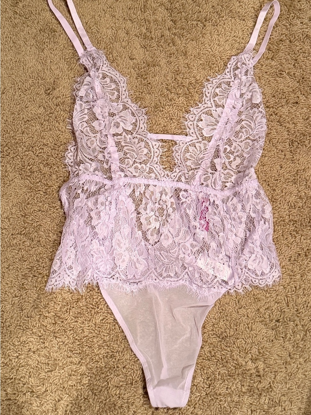 Adore Me Lilac Lace Plunge Teddy Bodysuit